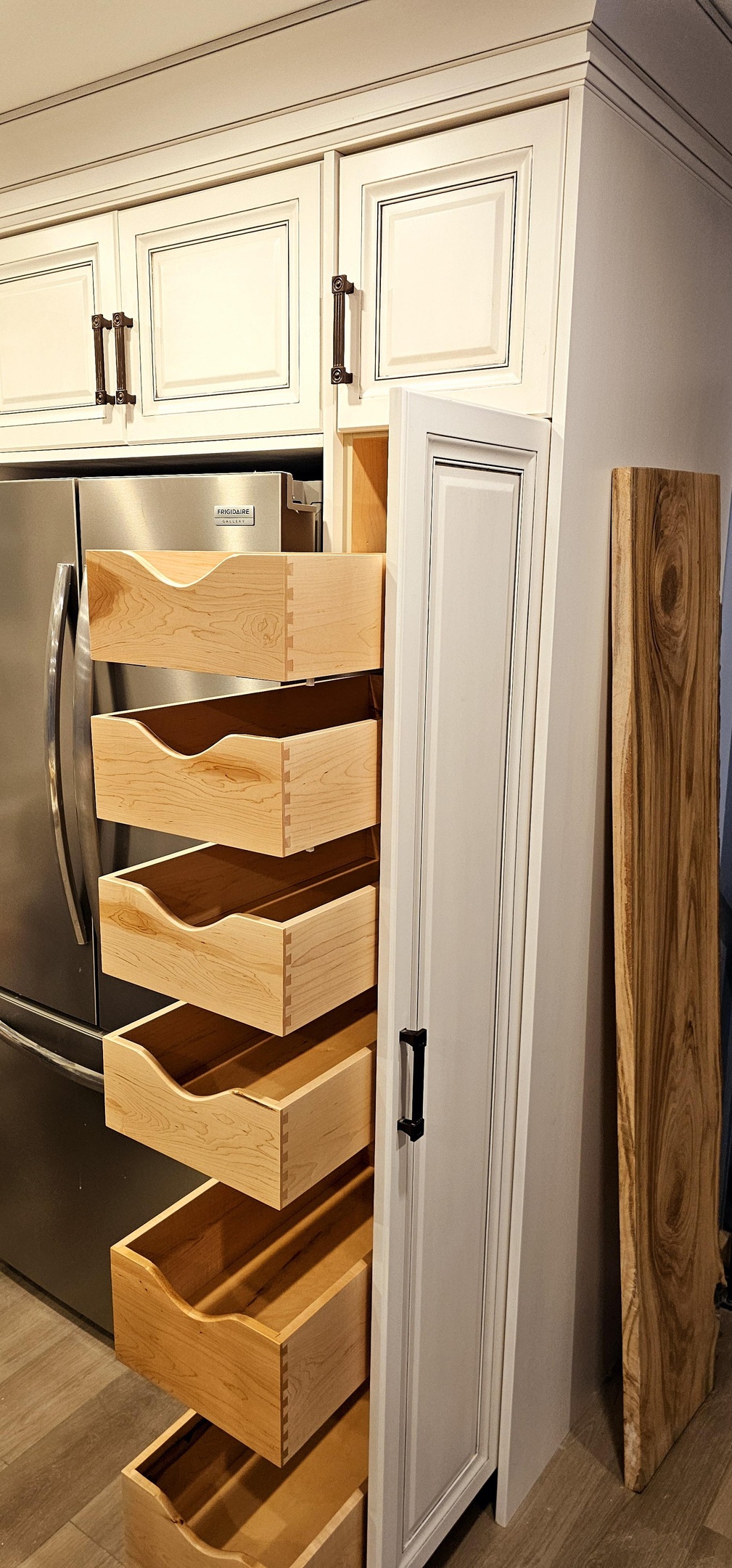 maple dovetail drawers pantry storage